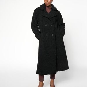 G by Giuliana Black Labet Black Teddy Sherpa Double Breasted Coat, Size XS, NWOT